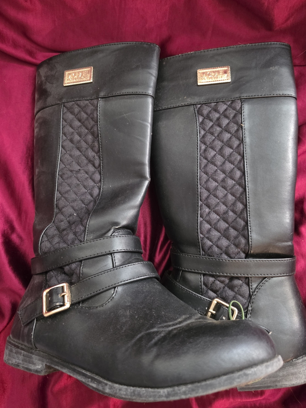 Michael Kors Size 4 Black Quilted Mid-Calf Buckle Boots